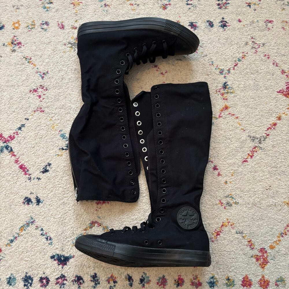 Converse CTAS XX Hi Shoes Womens Size 10 Triple Black Knee High Goth Emo New